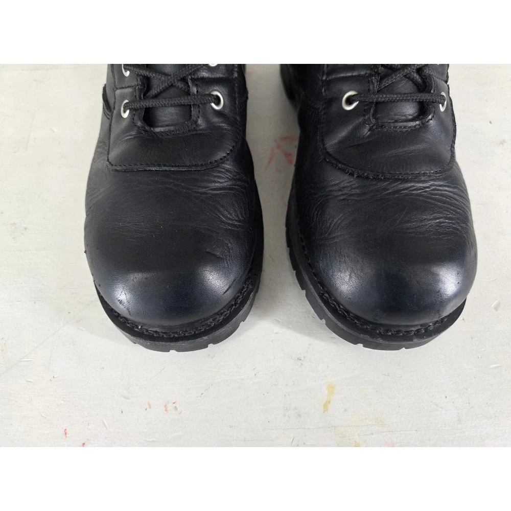 Xelement X19409 Fury Mens 9.5 Black Leather Motorcycle Biker Boots Lace Side Zip